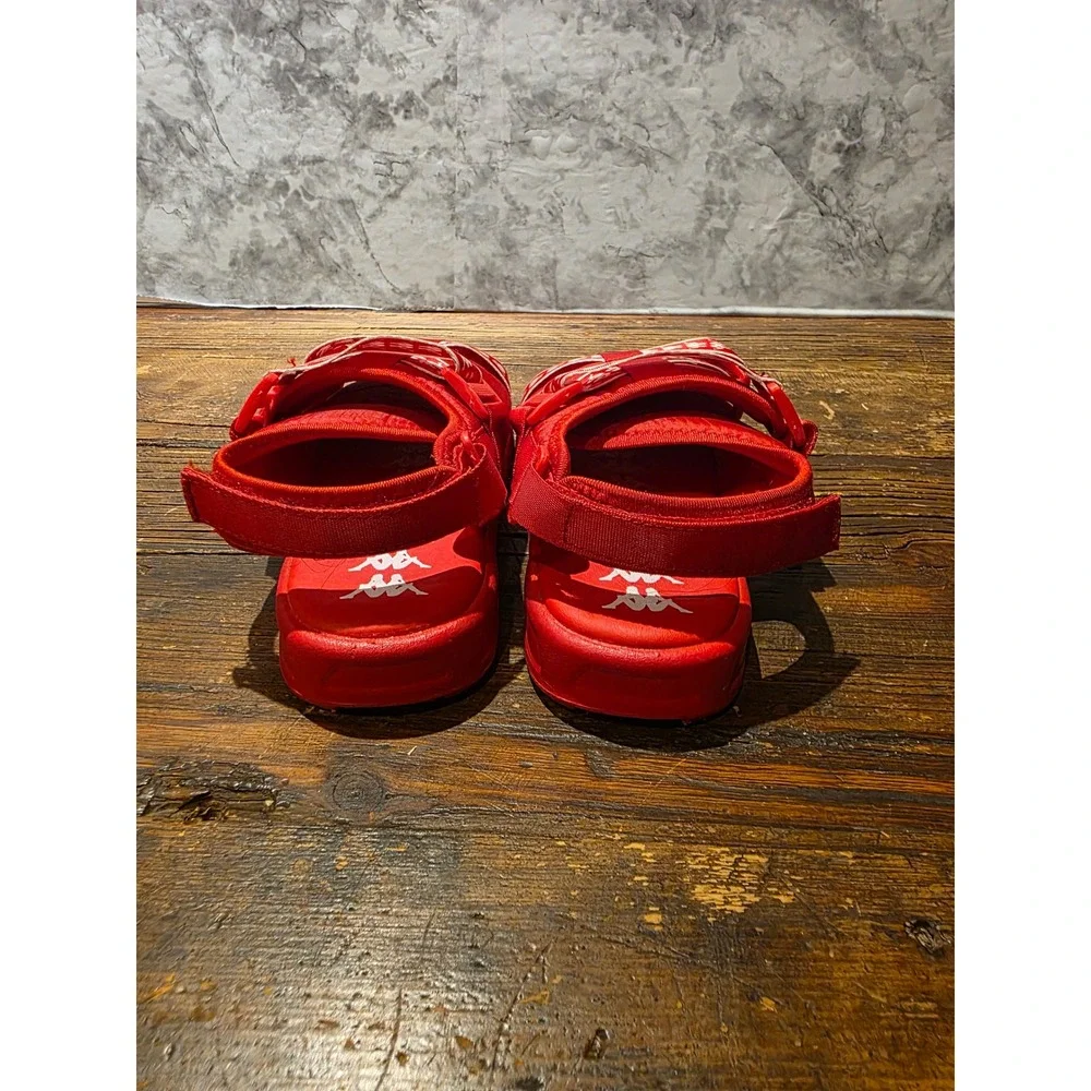 Kappa 222 Banda Mitel 1 Red White Logo Strap Sport Sandals Slides y2.5 - 3